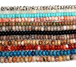 12 Strands of 8x5mm Puff Rondelle Semiprecious Gemstone Beads Combo Pack